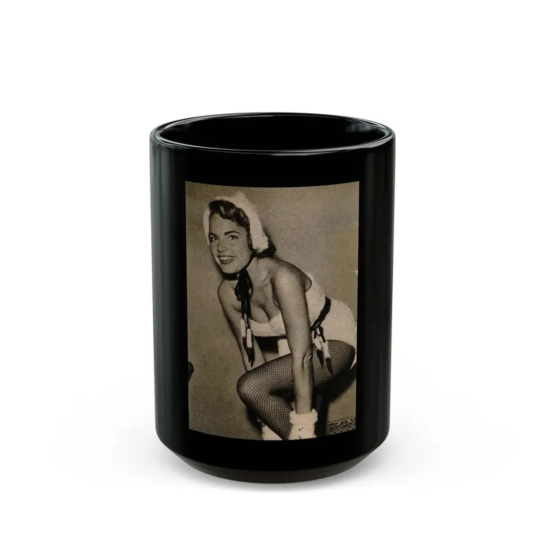 Terry Moore #653 - B&W Magazine Photo Clipping Circa 50's (Vintage Female Icon) Black Coffee Mug 15oz - Go Mug Yourself