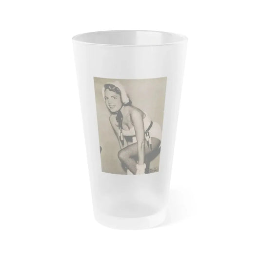 Terry Moore #653 - B&W Magazine Photo Clipping Circa 50's (Vintage Female Icon) Frosted Pint Glass 16oz 16oz Frosted - Go Mug Yourself