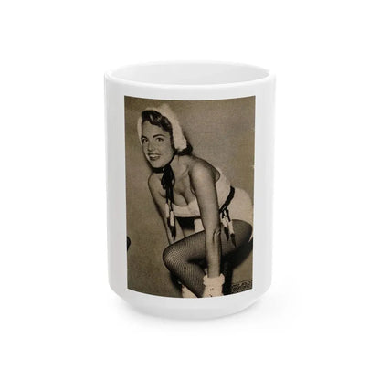 Terry Moore #653 - B&W Magazine Photo Clipping Circa 50's (Vintage Female Icon) White Coffee Mug 15oz - Go Mug Yourself