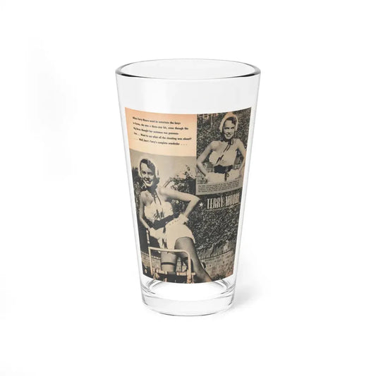Terry Moore #657 - 8x11 Circa 50's Magazine Page 2 B&W Photos & Captions (Vintage Female Icon) Pint Glass 16oz 16oz - Go Mug Yourself