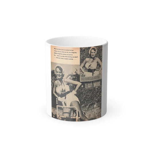 Terry Moore #657 - 8x11 Circa 50's Magazine Page 2 B&W Photos & Captions (Vintage Female Icons) Color Changing Mug 11oz-11oz-Go Mug Yourself