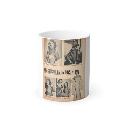 Terry Moore #658 - 8x10 Circa 50's Magzine Page with, 5 Small B&W Photos & Captions (Vintage Female Icons) Color Changing Mug 11oz-11oz-Go Mug Yourself
