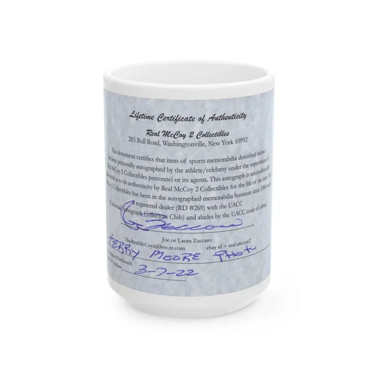 Terry Moore #703 - 8x10 1-Piece Swimsuit B&W Cheesecake Vintage Pin-Up Photo from Early 50's Autograph C.O.A. Certficate of Authenticity (Vintage Female Icon) White Coffee Mug 15oz - Go Mug Yourself