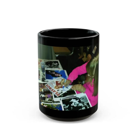 Terry Moore #703 - 8x10 1-Piece Swimsuit B&W Cheesecake Vintage Pin-Up Photo from Early 50's Autograph C.O.A. of signing another item at that signing (Vintage Female Icon) Black Coffee Mug 15oz - Go Mug Yourself