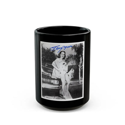 Terry Moore #703 - 8x10 1-Piece Swimsuit B&W Cheesecake Vintage Pin-Up Photo from Early 50's Autographed (Vintage Female Icon) Black Coffee Mug 15oz - Go Mug Yourself