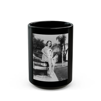 Terry Moore #703 - 8x10 1-Piece Swimsuit B&W Cheesecake Vintage Pin-Up Photo from Early 50's (Vintage Female Icon) Black Coffee Mug 15oz - Go Mug Yourself