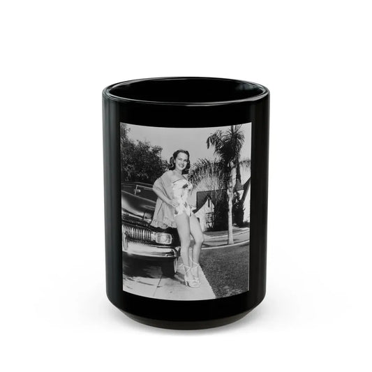 Terry Moore #703 - 8x10 1-Piece Swimsuit B&W Cheesecake Vintage Pin-Up Photo from Early 50's (Vintage Female Icon) Black Coffee Mug 15oz - Go Mug Yourself