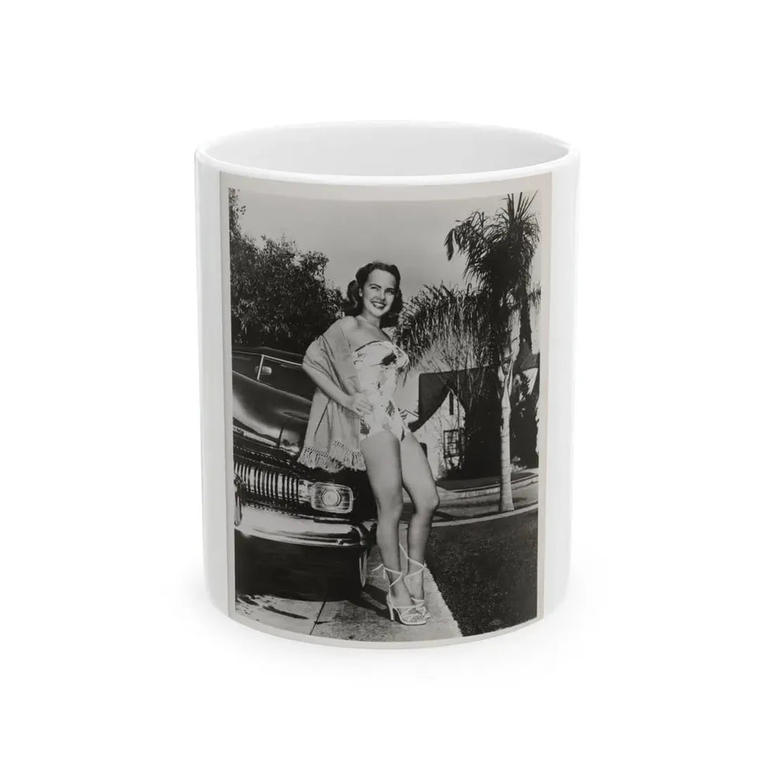 Terry Moore #703 - 8x10 1-Piece Swimsuit B&W Cheesecake Vintage Pin-Up Photo from Early 50's1 (Vintage Female Icon) White Coffee Mug 11oz - Go Mug Yourself