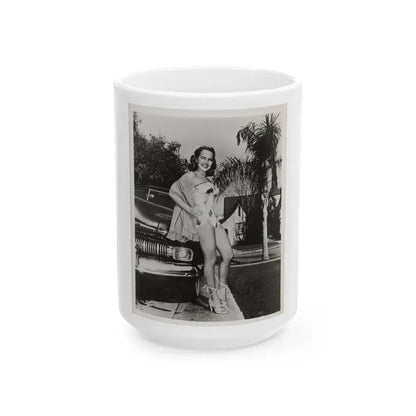 Terry Moore #703 - 8x10 1-Piece Swimsuit B&W Cheesecake Vintage Pin-Up Photo from Early 50's1 (Vintage Female Icon) White Coffee Mug 15oz - Go Mug Yourself