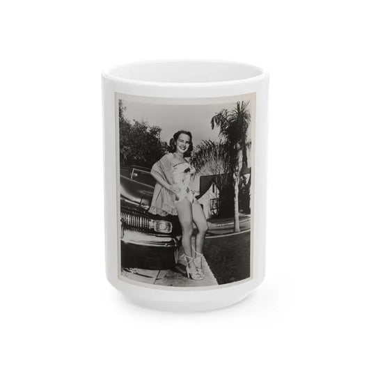 Terry Moore #703 - 8x10 1-Piece Swimsuit B&W Cheesecake Vintage Pin-Up Photo from Early 50's1 (Vintage Female Icon) White Coffee Mug 15oz - Go Mug Yourself