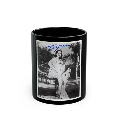 Terry Moore #703 - 8x10 1-Piece Swimsuit B&W Cheesecake Vintage Pin-Up Photo from Early 50's Autographed (Vintage Female Icon) Black Coffee Mug-11oz-Go Mug Yourself