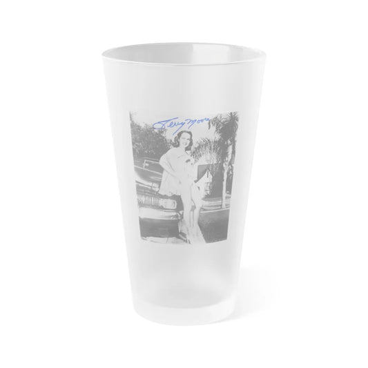 Terry Moore #703 - 8x10 1-Piece Swimsuit B&W Cheesecake Vintage Pin-Up Photo from Early 50's Autographed (Vintage Female Icon) Frosted Pint Glass 16oz-16oz-Frosted-Go Mug Yourself