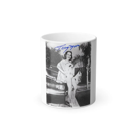 Terry Moore #703 - 8x10 1-Piece Swimsuit B&W Cheesecake Vintage Pin-Up Photo from Early 50's Autographed (Vintage Female Icons) Color Changing Mug 11oz-11oz-Go Mug Yourself