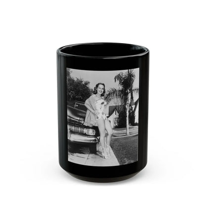 Terry Moore #703 - 8x10 1-Piece Swimsuit B&W Cheesecake Vintage Pin-Up Photo from Early 50's (Vintage Female Icon) Black Coffee Mug-15oz-Go Mug Yourself