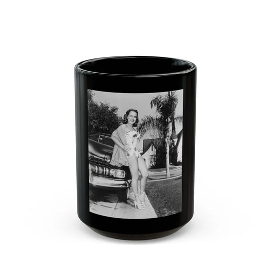 Terry Moore #703 - 8x10 1-Piece Swimsuit B&W Cheesecake Vintage Pin-Up Photo from Early 50's (Vintage Female Icon) Black Coffee Mug-15oz-Go Mug Yourself