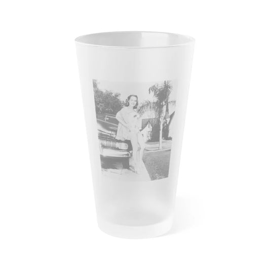 Terry Moore #703 - 8x10 1-Piece Swimsuit B&W Cheesecake Vintage Pin-Up Photo from Early 50's (Vintage Female Icon) Frosted Pint Glass 16oz-16oz-Frosted-Go Mug Yourself