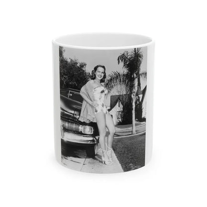 Terry Moore #703 - 8x10 1-Piece Swimsuit B&W Cheesecake Vintage Pin-Up Photo from Early 50's (Vintage Female Icon) White Coffee Mug-11oz-Go Mug Yourself