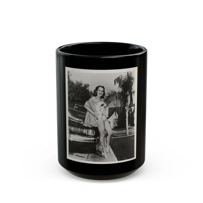 Terry Moore #703 - 8x10 1-Piece Swimsuit B&W Cheesecake Vintage Pin-Up Photo from Early 50's1 (Vintage Female Icon) Black Coffee Mug-15oz-Go Mug Yourself