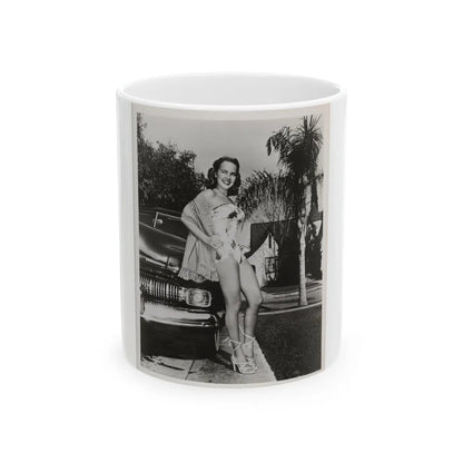 Terry Moore #703 - 8x10 1-Piece Swimsuit B&W Cheesecake Vintage Pin-Up Photo from Early 50's1 (Vintage Female Icon) White Coffee Mug-11oz-Go Mug Yourself