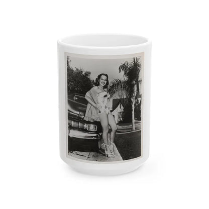 Terry Moore #703 - 8x10 1-Piece Swimsuit B&W Cheesecake Vintage Pin-Up Photo from Early 50's1 (Vintage Female Icon) White Coffee Mug-15oz-Go Mug Yourself
