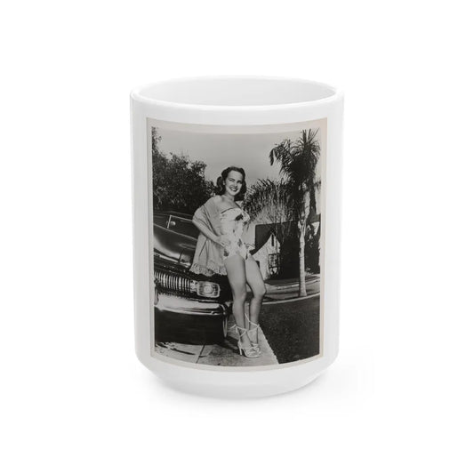 Terry Moore #703 - 8x10 1-Piece Swimsuit B&W Cheesecake Vintage Pin-Up Photo from Early 50's1 (Vintage Female Icon) White Coffee Mug-15oz-Go Mug Yourself