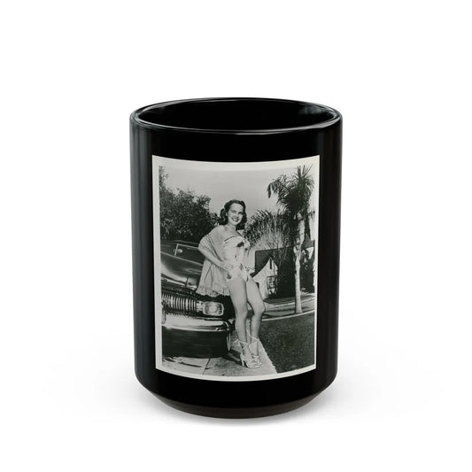 Terry Moore #703 - 8x10 1-Piece Swimsuit B&W Cheesecake Vintage Pin-Up Photo (Vintage Female Icon) Black Coffee Mug-15oz-Go Mug Yourself