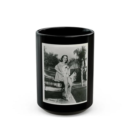 Terry Moore #703 - 8x10 1-Piece Swimsuit B&W Cheesecake Vintage Pin-Up Photo (Vintage Female Icon) Black Coffee Mug 15oz - Go Mug Yourself