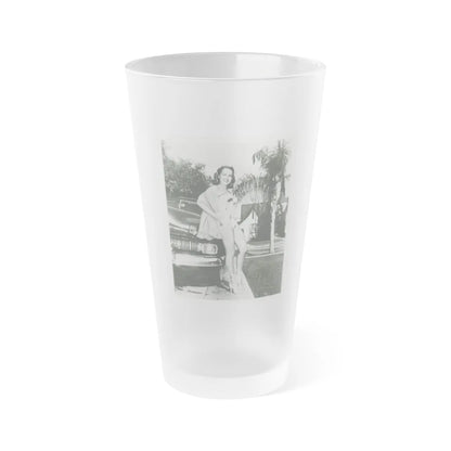 Terry Moore #703 - 8x10 1-Piece Swimsuit B&W Cheesecake Vintage Pin-Up Photo (Vintage Female Icon) Frosted Pint Glass 16oz-16oz-Frosted-Go Mug Yourself