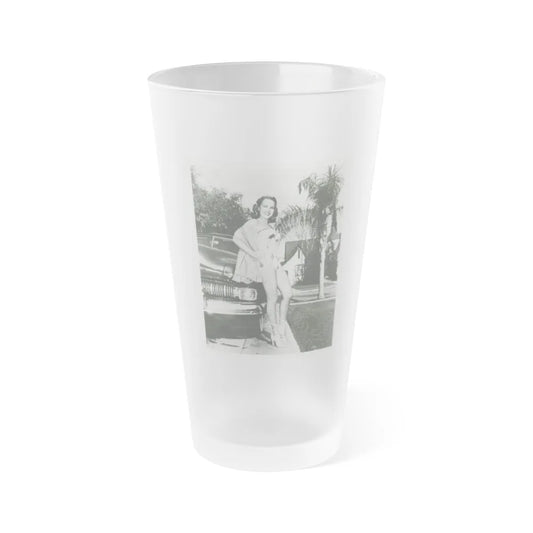 Terry Moore #703 - 8x10 1-Piece Swimsuit B&W Cheesecake Vintage Pin-Up Photo (Vintage Female Icon) Frosted Pint Glass 16oz-16oz-Frosted-Go Mug Yourself