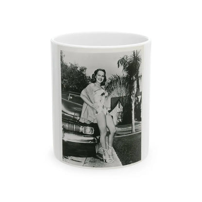Terry Moore #703 - 8x10 1-Piece Swimsuit B&W Cheesecake Vintage Pin-Up Photo (Vintage Female Icon) White Coffee Mug-11oz-Go Mug Yourself