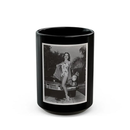 Terry Moore #704 - 8x10 1-Piece Swimsuit B&W Cheesecake Vintage Pin-Up Photo from Early 50's (Vintage Female Icon) Black Coffee Mug 15oz - Go Mug Yourself