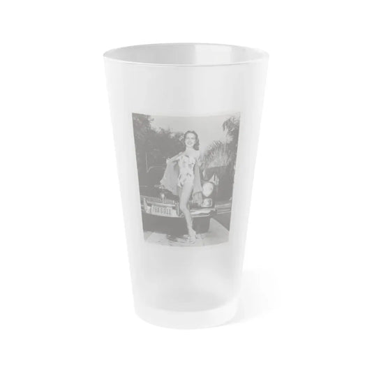 Terry Moore #704 - 8x10 1-Piece Swimsuit B&W Cheesecake Vintage Pin-Up Photo from Early 50's (Vintage Female Icon) Frosted Pint Glass 16oz 16oz Frosted - Go Mug Yourself
