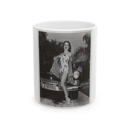 Terry Moore #704 - 8x10 1-Piece Swimsuit B&W Cheesecake Vintage Pin-Up Photo from Early 50's (Vintage Female Icon) White Coffee Mug 11oz - Go Mug Yourself