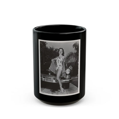 Terry Moore #704 - 8x10 1-Piece Swimsuit B&W Cheesecake Vintage Pin-Up Photo from Early 50's (Vintage Female Icon) Black Coffee Mug-15oz-Go Mug Yourself