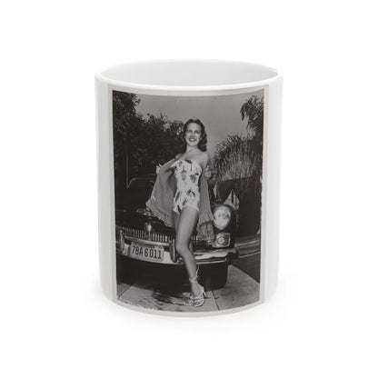 Terry Moore #704 - 8x10 1-Piece Swimsuit B&W Cheesecake Vintage Pin-Up Photo from Early 50's (Vintage Female Icon) White Coffee Mug-11oz-Go Mug Yourself