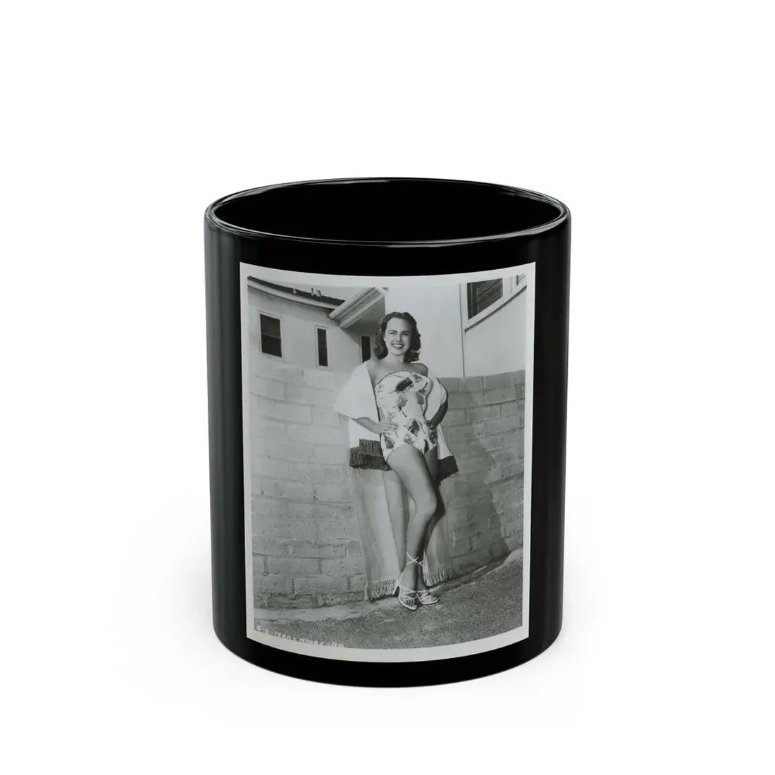 Terry Moore #706 - 8x10 1-Piece Swimsuit B&W Cheesecake Vintage Pin-Up Photo (Vintage Female Icon) Black Coffee Mug 11oz - Go Mug Yourself