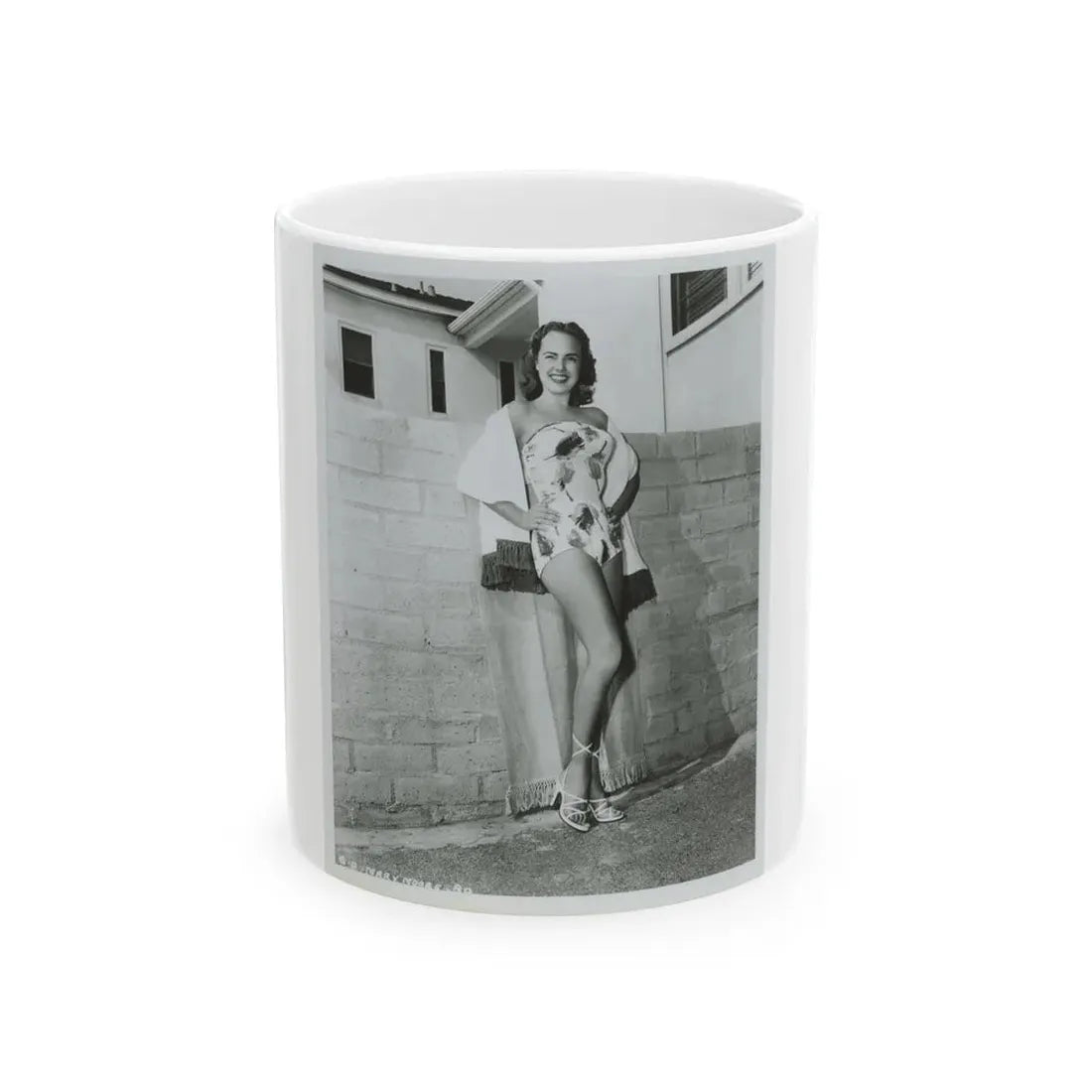 Terry Moore #706 - 8x10 1-Piece Swimsuit B&W Cheesecake Vintage Pin-Up Photo (Vintage Female Icon) White Coffee Mug 11oz - Go Mug Yourself