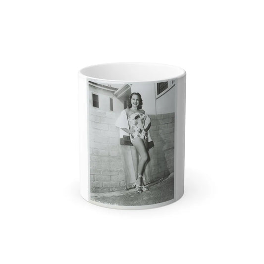 Terry Moore #706 - 8x10 1-Piece Swimsuit B&W Cheesecake Vintage Pin-Up Photo (Vintage Female Icons) Color Changing Mug 11oz-11oz-Go Mug Yourself