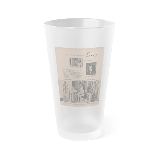 Terry Moore #707 - 8.5x11 Magazine Page 2 small photos & 3 medium sized ones all B&W short article & captions circa 1950's (Vintage Female Icon) Frosted Pint Glass 16oz-16oz-Frosted-Go Mug Yourself