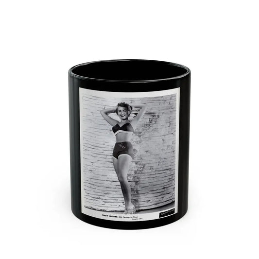 Terry Moore #709 - 8x10 1953 2-Piece B&W Full Body Swimsuit Cheesecake Photo from 20th Century Fox Photo Shoot1 (Vintage Female Icon) Black Coffee Mug 11oz - Go Mug Yourself
