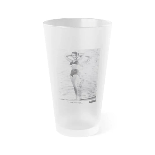 Terry Moore #709 - 8x10 1953 2-Piece B&W Full Body Swimsuit Cheesecake Photo from 20th Century Fox Photo Shoot1 (Vintage Female Icon) Frosted Pint Glass 16oz 16oz Frosted - Go Mug Yourself