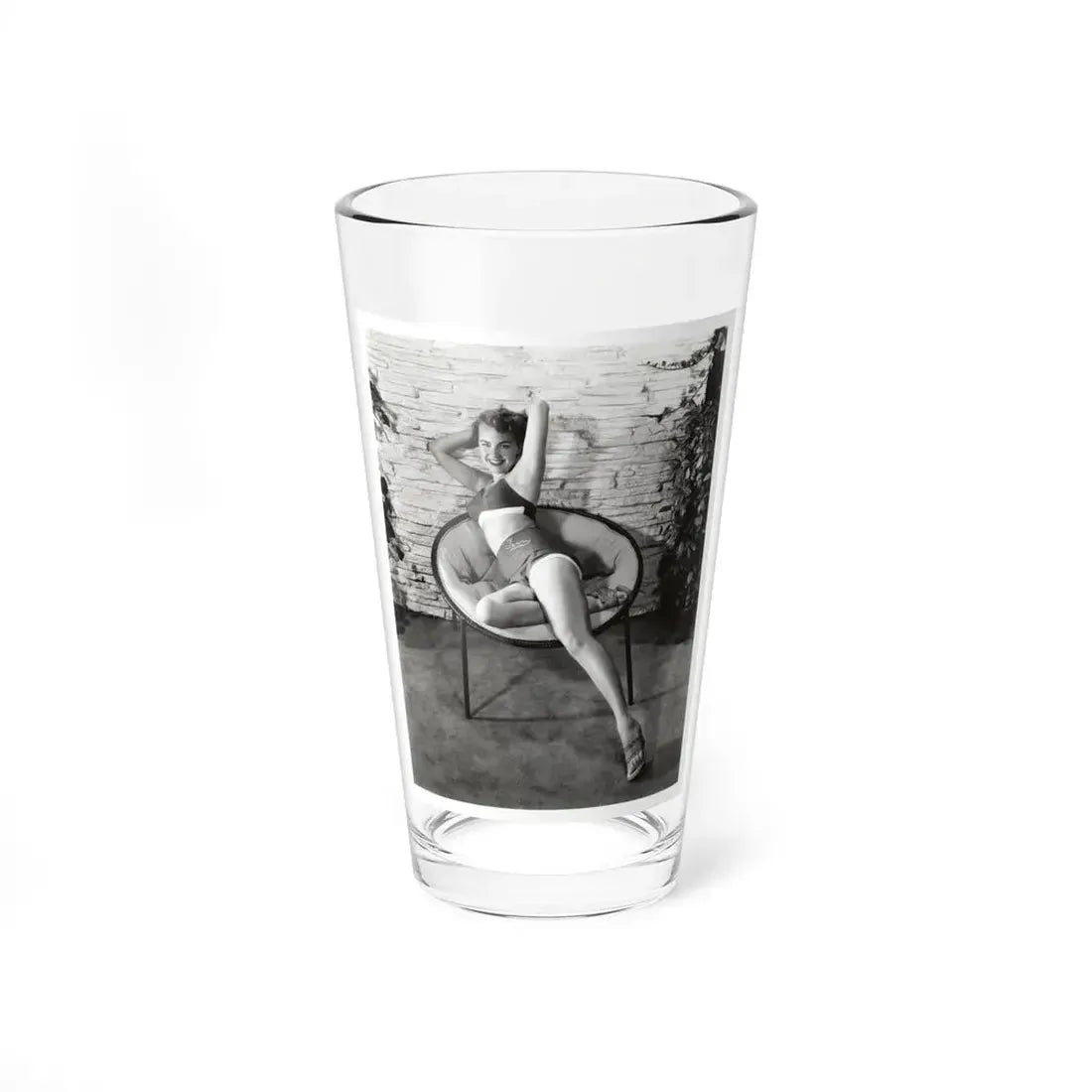Terry Moore #710 - Vintage 1953 2-Piece B&W Full Body Swimsuit Cheesecake Photo (Vintage Female Icon) Pint Glass 16oz 16oz - Go Mug Yourself