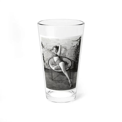 Terry Moore #710 - Vintage 1953 2-Piece B&W Full Body Swimsuit Cheesecake Photo (Vintage Female Icon) Pint Glass 16oz 16oz - Go Mug Yourself