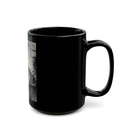Terry Moore #711 - Vintage 1953 2-Piece B&W Full Body Barefoot Swimsuit Cheesecake Photo from 20th Century Fox Photo Shoot (Vintage Female Icon) Black Coffee Mug - Go Mug Yourself