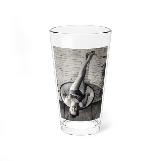Terry Moore #711 - Vintage 1953 2-Piece B&W Full Body Barefoot Swimsuit Cheesecake Photo from 20th Century Fox Photo Shoot (Vintage Female Icon) Pint Glass 16oz 16oz - Go Mug Yourself