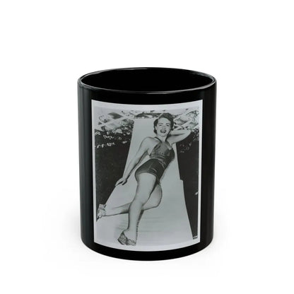Terry Moore #712 - Vintage 1953 1-Piece B&W Full Body Swimsuit Cheesecake Photo as 8x10 (Vintage Female Icon) Black Coffee Mug 11oz - Go Mug Yourself