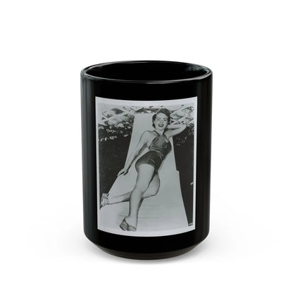 Terry Moore #712 - Vintage 1953 1-Piece B&W Full Body Swimsuit Cheesecake Photo as 8x10 (Vintage Female Icon) Black Coffee Mug-15oz-Go Mug Yourself