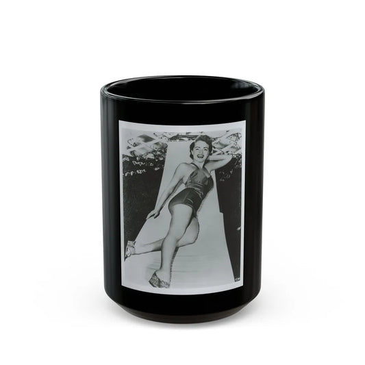 Terry Moore #712 - Vintage 1953 1-Piece B&W Full Body Swimsuit Cheesecake Photo as 8x10 (Vintage Female Icon) Black Coffee Mug-15oz-Go Mug Yourself