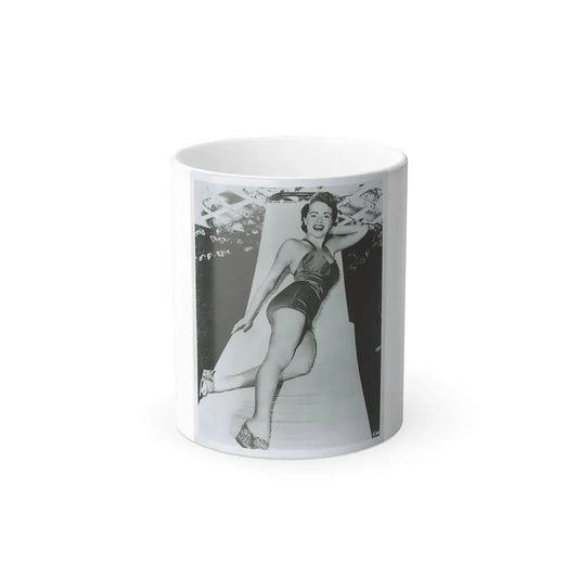 Terry Moore #712 - Vintage 1953 1-Piece B&W Full Body Swimsuit Cheesecake Photo as 8x10 (Vintage Female Icon) Color Changing Mug 11oz Default Title 11oz - Go Mug Yourself