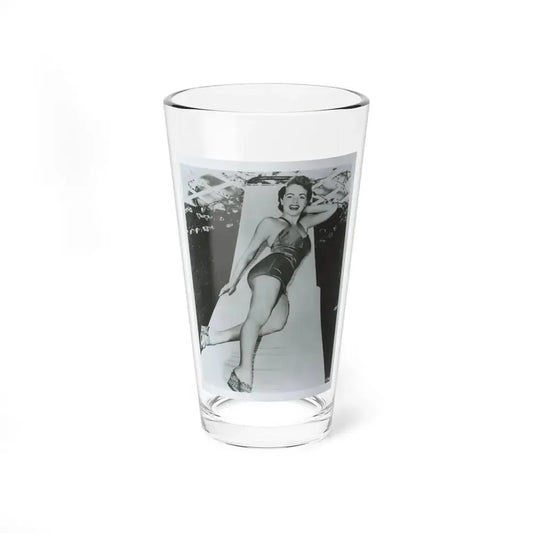 Terry Moore #712 - Vintage 1953 1-Piece B&W Full Body Swimsuit Cheesecake Photo as 8x10 (Vintage Female Icon) Pint Glass 16oz 16oz - Go Mug Yourself